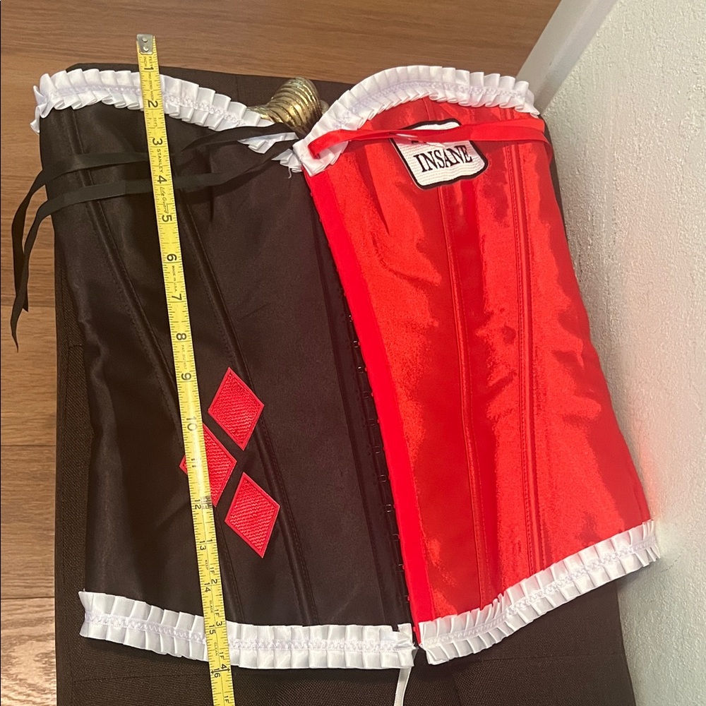 #1664**Harlequin Red & Black Corset Bustier - Insane Patch - Picture 6 of 12